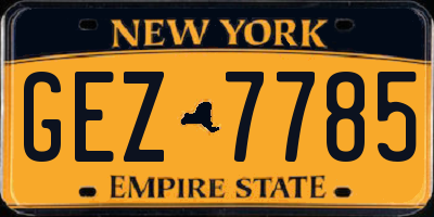 NY license plate GEZ7785