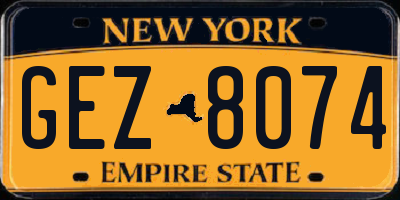 NY license plate GEZ8074