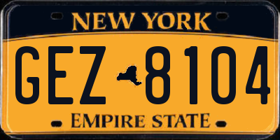 NY license plate GEZ8104
