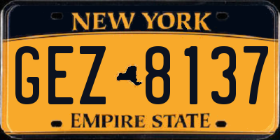 NY license plate GEZ8137
