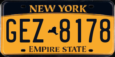 NY license plate GEZ8178