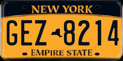 NY license plate GEZ8214