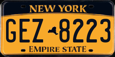 NY license plate GEZ8223