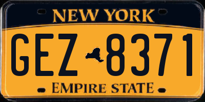 NY license plate GEZ8371