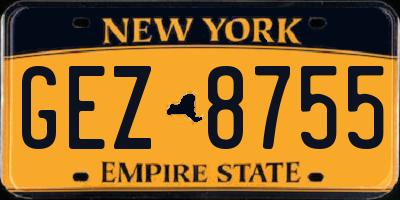 NY license plate GEZ8755