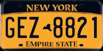 NY license plate GEZ8821