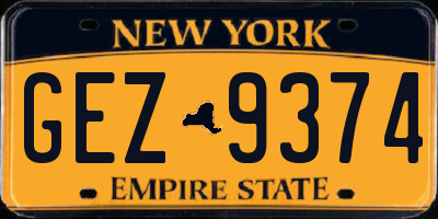 NY license plate GEZ9374