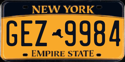 NY license plate GEZ9984