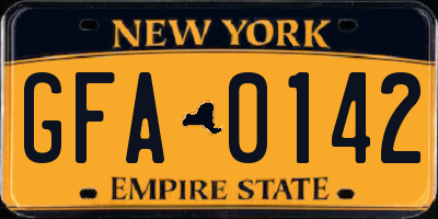 NY license plate GFA0142