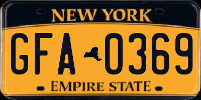 NY license plate GFA0369