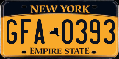 NY license plate GFA0393