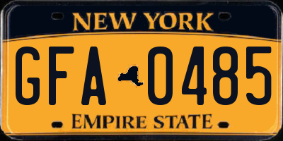 NY license plate GFA0485