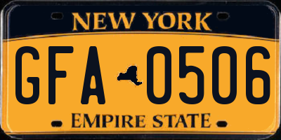 NY license plate GFA0506