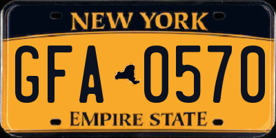 NY license plate GFA0570
