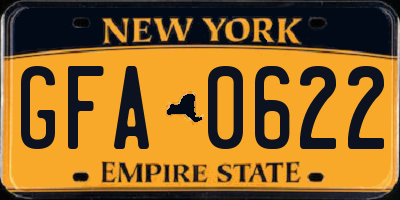 NY license plate GFA0622