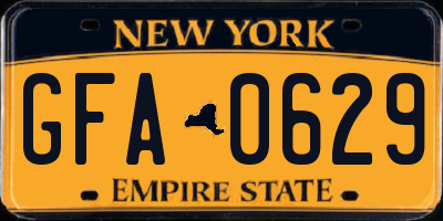 NY license plate GFA0629