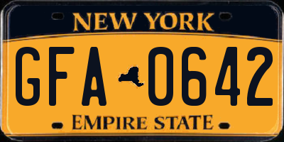 NY license plate GFA0642