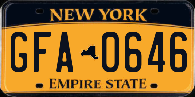 NY license plate GFA0646