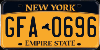 NY license plate GFA0696