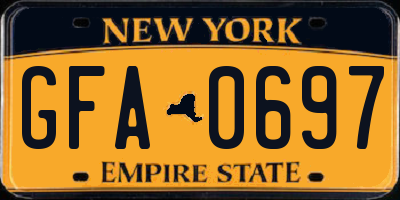 NY license plate GFA0697