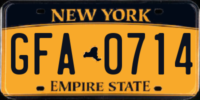 NY license plate GFA0714