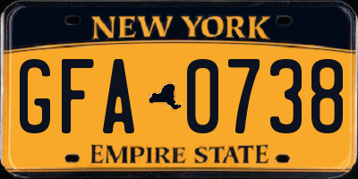 NY license plate GFA0738