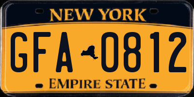 NY license plate GFA0812