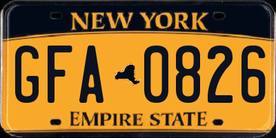 NY license plate GFA0826