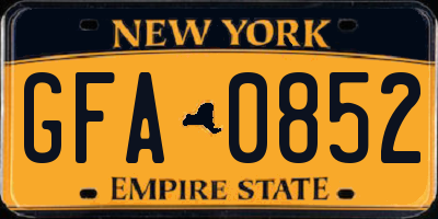 NY license plate GFA0852
