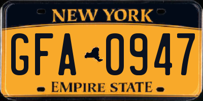 NY license plate GFA0947
