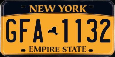 NY license plate GFA1132