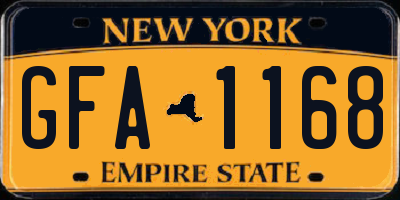 NY license plate GFA1168