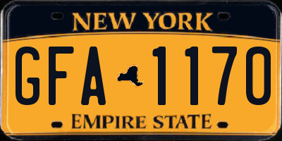 NY license plate GFA1170