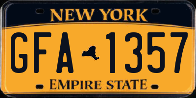 NY license plate GFA1357