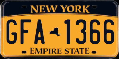 NY license plate GFA1366