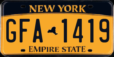 NY license plate GFA1419
