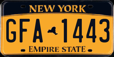NY license plate GFA1443