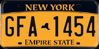NY license plate GFA1454
