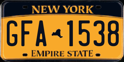 NY license plate GFA1538