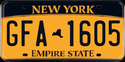 NY license plate GFA1605