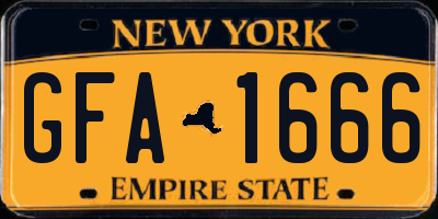 NY license plate GFA1666
