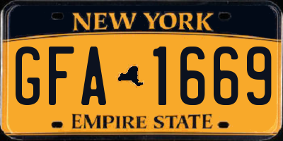 NY license plate GFA1669