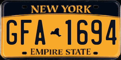 NY license plate GFA1694