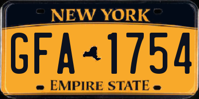 NY license plate GFA1754