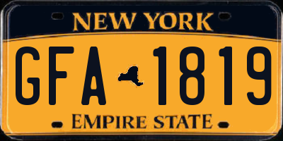NY license plate GFA1819