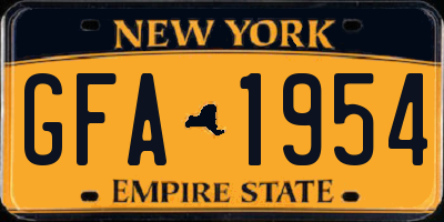 NY license plate GFA1954