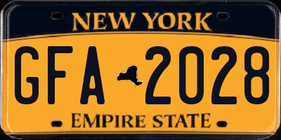 NY license plate GFA2028