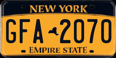 NY license plate GFA2070