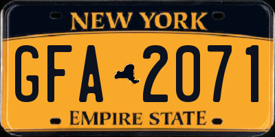 NY license plate GFA2071
