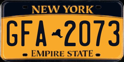 NY license plate GFA2073